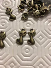 20 piezas, colgantes de 17x9mm, colgantes con dijes de gato para hacer joyas, colgantes de zorro de Color plata antiguo
