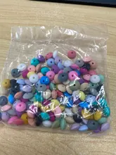 LOFCA 12mm 50 unids/lote de lentejas redondo granos de dentición bebé mordedor Chew libre de BPA DIY Cadena de chupete de silicona de grado de alimentos