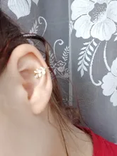 Pendiente de Clip de hoja de oro para mujer, sin Piercing, Puck Rock, Vintage, cristal, joyería