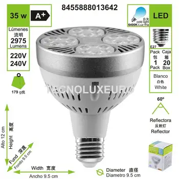 Lámpara Bombilla Led 35 W Par30 E27 Spot 6400 K Luz Fría 2975 Lm 13642 
Lámpara Bombilla Led 35 W Par30 E27 Spot 6400 K Luz Fría 2975 Lm 13642
