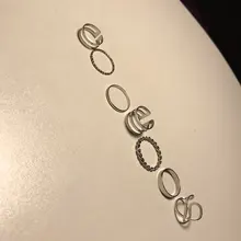 8 unids/set redondo de diseño Simple anillos de Color dorado Conjunto para las mujeres hecho a mano geometría dedo anillo de joyería femenina regalos