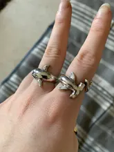 2 unids/set Vintage Punk Simple tiburón Animal ajustable conjunto de anillos de dedo Retro gran tiburón blanco apertura joyería accesorios regalos