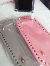 Parte inferior larga para bolsa de punto, accesorios para bolso de cuero PU, fondo hecho a mano con 52 agujeros, bolsa de ganchillo artesanal, fondo de 22x10cm