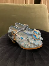 Zapatos de cuero, de tacón alto y de la princesa Elsa para niñas, sandalias para niños, sandalias de fiesta, calzado para niñas, tallas 24-36