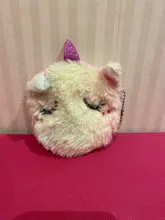 Monedero de unicornio de felpa con dibujos animados para niñas, cartera circular de piel de gato, bolso bordado para llaves, organizador de auriculares, regalo para niños