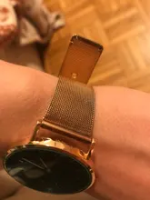 Reloj sencillo de lujo para mujer, pulsera de cuarzo analógica con correa de acero inoxidable, color rosa dorado