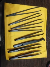 Pinzas electrónicas antiestáticas de fibra de carbono, Kit de pinzas electrónicas de plástico ESD, conjunto de herramientas de mano, 8 Uds. Reparación de PCB