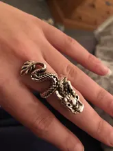 Anillo de estilo gótico para hombre y mujer, sortija de serpiente con diseño de garra de dragón y animales, Estilo Vintage, Punk, Hip Hop, apertura ajustable, regalo de joyería