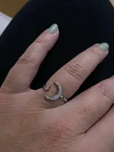 Anillo de plata de primera ley con forma de luna y estrella para mujer, sortija, plata esterlina 925 Plata de Ley auténtica, Circonia cúbica, zirconia, circonita, zirconita, estilo minimalista, 2019