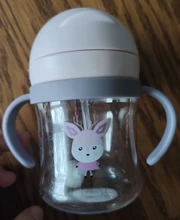 Taza de bebida de 300ml para niños, vaso de paja con diseño de dibujos animados para niños, resistente a caídas, botella de agua, Bola de aprendizaje azul