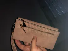 Cartera de cuero mate con doble cremallera para mujer, bolso de mano de día, cartera