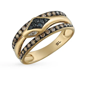 

Gold ring with black and cognac diamonds sunlight sample 585