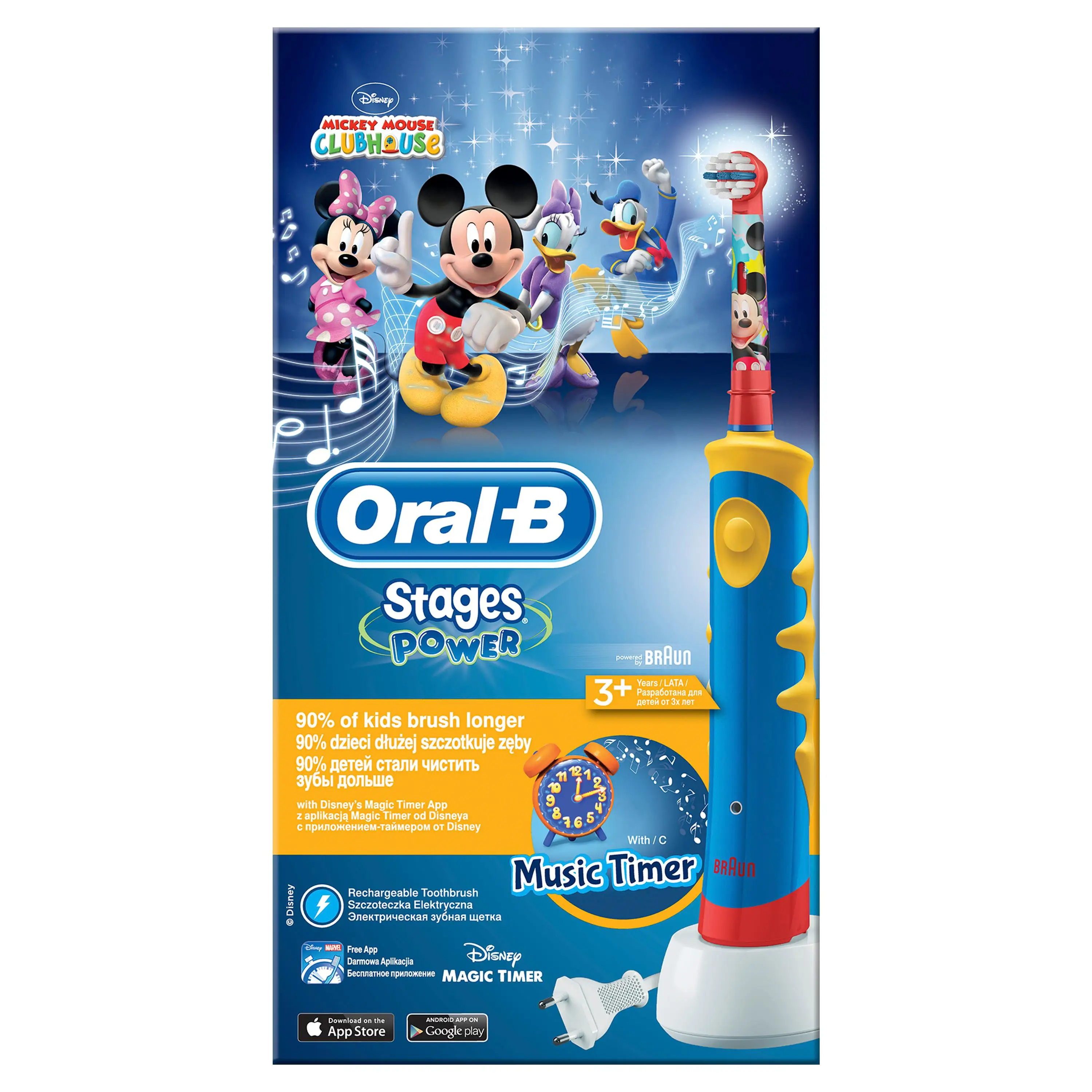 Детская электрическая зубная щетка Oral-B Stages Power Микки 3+ | Бытовая техника