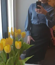 Women Skirt Midi Hip-Elegant Colorfaith Autumn Office Lady Straight Fashionable Package