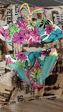 Trajes de baño con estampado Floral para niña, bañadores de dos piezas con volantes, Bikinis con múltiples tirantes