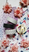 Conjunto de cintas de papel japonés Washi, cinta adhesiva, pegatinas decorativas de papelería, planificador, bricolaje, negro, blanco, rosa, 10M