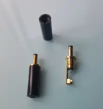 Enchufe de alimentación CC de cobre chapado en oro, 5,5x2,5/5,5x2,1/3,5x1,35mm, conector macho de CC con abrazadera de cable para soldadura, 2 uds.