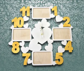 Clock photo frame made of wood "hearts" for 4 photos
Clock photo frame made of wood "hearts" for 4 photos