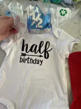 Body de medio cumpleaños para niño, Media camisa de cumpleaños, trajes de medio cumpleaños para niño, regalo Neutral para bebé 1/2