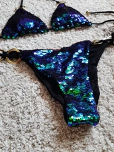 Nayooton-Conjunto de Bikini triangular con lentejuelas brillantes para mujer, ropa de playa Sexy con cordón, traje de baño de cuello alto cruzado con cuello Halter, traje de baño de cintura baja