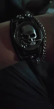 Reloj de pulsera de cuarzo con correa de cuero para hombre, cronógrafo Steampunk con tapa de Calavera, con cadena, 2019