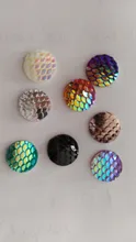 40 piezas 8mm 10mm 12mm Colores mixtos sirena pescado escala plana trasera Diamante de imitación redondo cabujón adorno Scrapbooking manualidades DIY