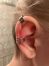 3 uds moda Simple liso puños de oído pendientes de Clip pendientes largos aretes pendientes para las mujeres sin Piercing falso cartílago pendientes de joyas de regalo