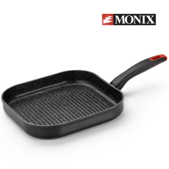 Monix Titan Rock - Grill 28cm non-stick aluminum with black stripes. For gas, vitroceramic and induction. Stone effect.
Monix Titan Rock - Grill 28cm non-stick aluminum with black stripes. For gas, vitroceramic and induction. Stone effect.