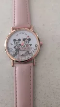 Zegarki-reloj de cuarzo con dibujos animados para mujer, nuevo accesorio de pulsera de cuero rosa con ratón