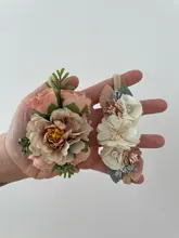 3 estilos recién nacido encaje de perlas artificiales flor diadema para bebé niñas hecha a mano de Nylon cintas elásticas para el cabello diadema bebé niño