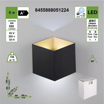 6W modern style black square LED waterproof wall lamp, can be installed indoors and outdoors Cold Light (
6W modern style black square LED waterproof wall lamp, can be installed indoors and outdoors Cold Light (