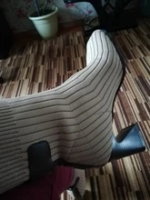 SLHJC-Botines de tela de punto para mujer, botas de tacón alto y tejido elástico, sin cordones, con punta cuadrada, para Otoño e Invierno