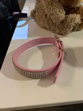 Rhinestone Bling perro collares para mascotas de cuero de la PU de diamantes de cristal Collar para mascota cachorro rosa roja collares y correas para perro Accesorios