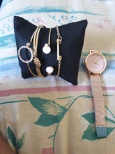 Conjunto de relojes de pulsera para mujer, relojes analógicos de cuarzo de oro rosa, correa de acero inoxidable, femenino