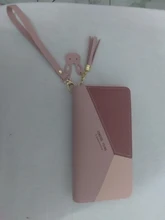 Cartera de cuero con diseño geométrico de lujo para mujer, monedero de Cremallera larga con diseño de borla, monedero femenino