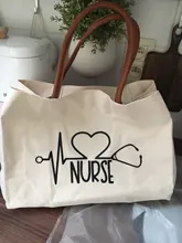 Bolso de lona con estampado de enfermera para mujer, bolsa de mano para enfermera, BOLSA DE TRABAJO, playa, a la moda