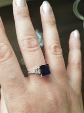 Huitan-anillo cuadrado azul con cuatro garras para mujer, diseño Vintage, Circonia cúbica de lujo, joyería femenina, anillos de boda