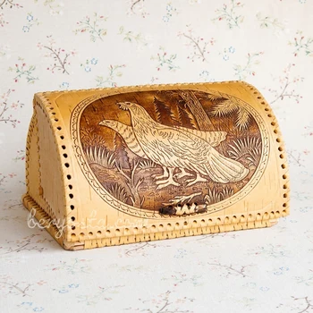 

Bread from birch bark "Teterev with Aunt" small. A small birch bread maker handmade in Russian rustic style.