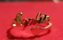 Anillo de boda de acero inoxidable con nombre de corazón y letras personalizadas para mujer, joyería de aniversario ajustable