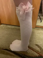 Calcetines a cuadros con lazo de hasta la rodilla para niña, calcetín informal elástico largo, para niño niña, con lazo sólido, de 3 a 12 años