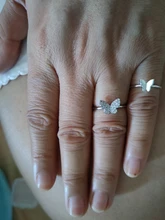 ANENJERY-anillo mariposa abertura para mujer, de Plata de Ley 925, Simple Flash, CZ, personalidad, viento fresco, regalo de San Valentín, S-R346