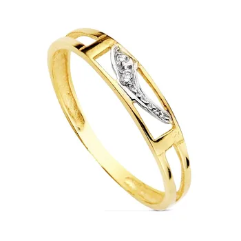 Gold ring two-tone 18k curves zircons set openwork bands width 3mm. First Communion girl
Gold ring two-tone 18k curves zircons set openwork bands width 3mm. First Communion girl