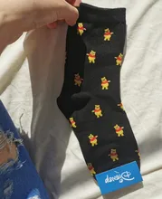 Disney-Calcetines de algodón con diseño de Mickey / Minnie / Pooh para mujer, medias de color sólido, transpirables, para adultos, 1 par