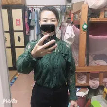 Blusa holgada con manga tres cuartos para verano, camisa elegante con encaje y volantes para mujer, 2020