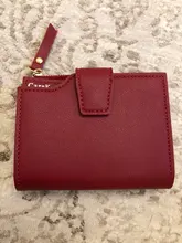 Cartera corta de Color liso con cremallera para mujer, monedero pequeño de cuero, Mini cartera de mano con cierre