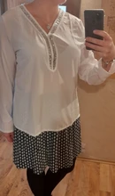 Blusa holgada informal con manga larga para verano, camisa moda de Hirigin con cuello en V para mujer, con lentejuelas, ropa suave