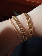 VKME-Conjunto de pulseras de cadena cubana Punk para mujer, brazaletes de Color dorado grueso, Miami, bohemio, joyería de moda, 3/4 Uds.
