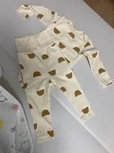 Body de manga larga para bebés recién nacidos, ropa con impresión de caricatura de oso, conjunto de ropa informal, trajes de 2 piezas, primavera y otoño