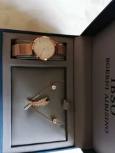 Conjunto de reloj de lujo para mujer, regalo elegante para amantes, collar de cobre, pendientes, correa de acero inoxidable, relojes dama reloj para mujer