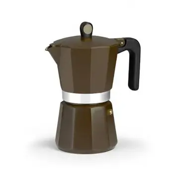 COFFEE MAKER MONIX INDUCTION CREAM M671006-CAPACITY 6 CUPS-ALUMINUM-INNER POLISHED-HINGED LID-SYSTEM FULL INDUCTI